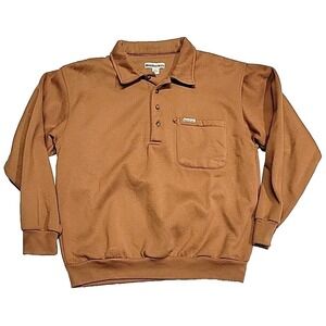 Weatherman Heavy Long-Sleeve Brown Active Polo Shirt Men's Large